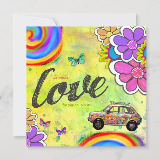 GCヒッピー タイダイ 招待状 (正面)