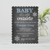 GCブルーベビー寒い外の冬の誕生日 招待状 (スタンド正面)