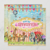 GCマジカル·ジョインザ·サーカス·ヴィンテージストライプ·招待状 招待状 (正面/裏面)