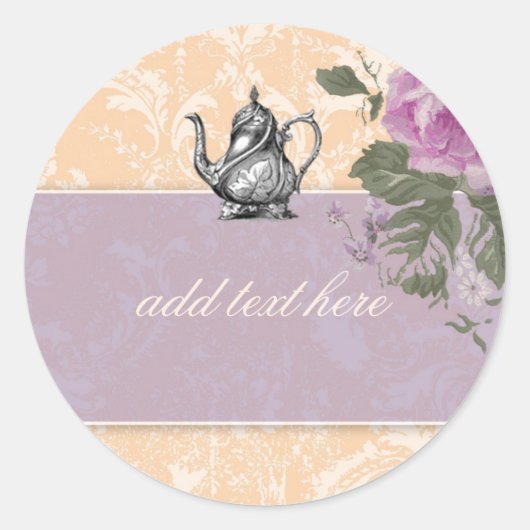GCヴィンテージブライダルシャワーティーパーティーステッカー ラウンドシール (正面)