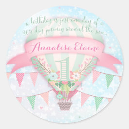 GC熱気球最初の誕生日ステッカーラウンド ラウンドシール