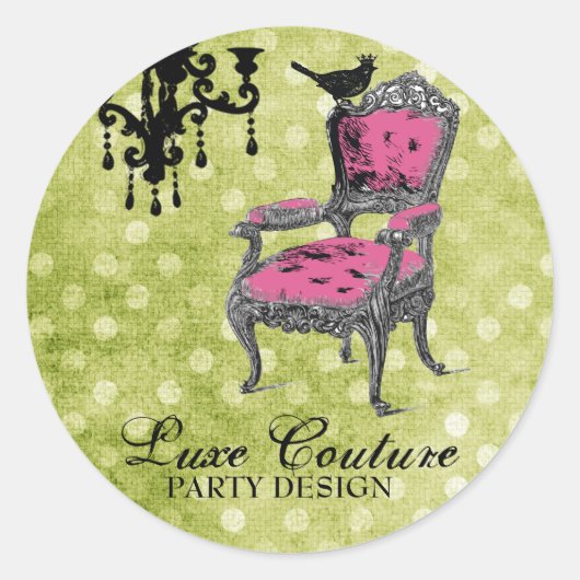 GC素晴らしいフランスのライムドットステッカー ラウンドシール (正面)