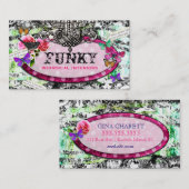 GC | お洒落ヴィンテージチャームブラックダマスク 名刺 (正面/裏面)