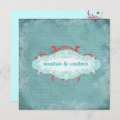 GC|じらつくターコイズ"古い"|金ゴールド金属 招待状 (正面/裏面)