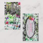 GC |のお洒落なヴィンテージのチャームの黒の垂直 名刺 (正面/裏面)