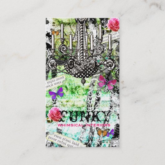 GC |のお洒落なヴィンテージのチャームの黒の垂直 名刺 (正面)