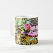 GC |のお洒落なヴィンテージのピンクの蜂 コーヒーマグカップ (正面左)