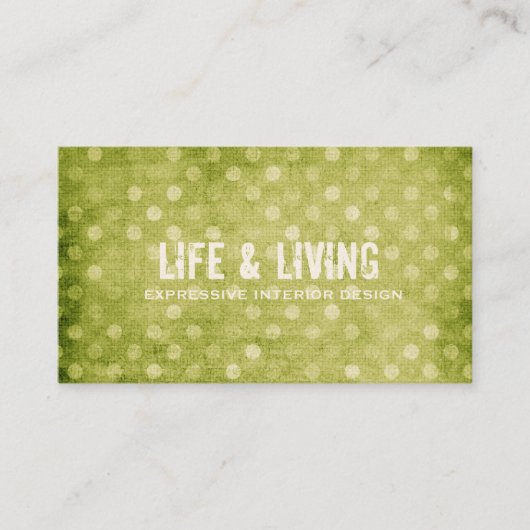 GC |のヴィンテージの織り目加工の緑の点 名刺 (正面)