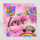 GC |の腰回りが大きな絞り染めの招待のピンク 招待状 (正面/裏面)