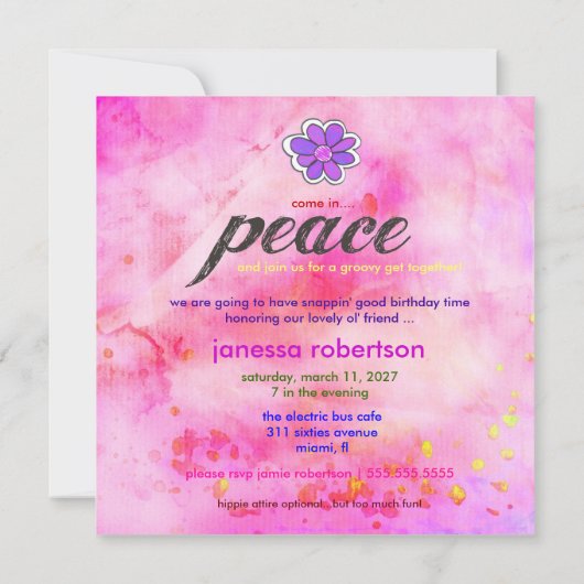 GC |の腰回りが大きな絞り染めの招待のピンク 招待状 (裏面)