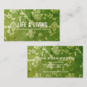 GC |の豪華な緑の花柄 名刺 (正面/裏面)