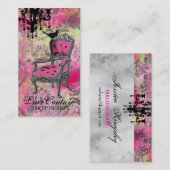 GC |の非常にフランスのでカラフルなピンクのダマスク織 名刺 (正面/裏面)