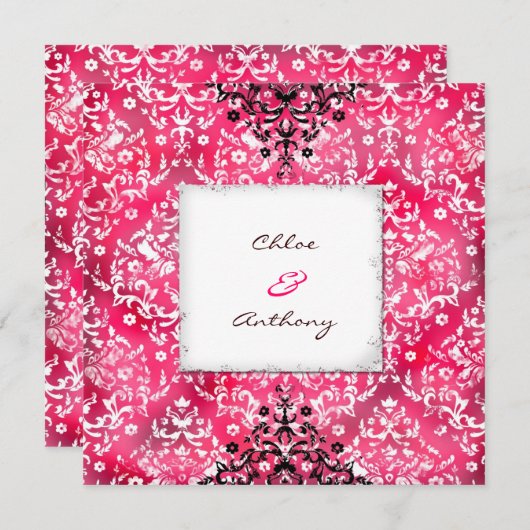 GC|クロエヴィンテージダマスク|美味しいピンク 招待状 (正面/裏面)