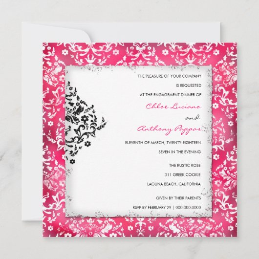 GC|クロエヴィンテージダマスク|美味しいピンク 招待状 (裏面)