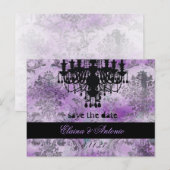 GC | ジョリーシャンデリア 紫 灰色 ダマスク 案内ポストカード (正面/裏面)