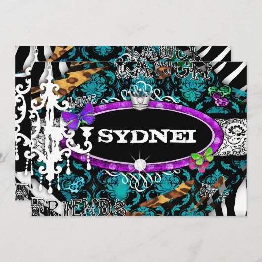 GC |恋しく思おもしろいnファンシー物究極の青 招待状 (正面/裏面)