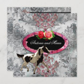 GC|折り畳み式ヴィンテージダマスクホースグレー 招待状 (正面/裏面)