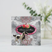 GC|折り畳み式ヴィンテージダマスクホースグレー 招待状 (スタンド正面)