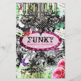 GC | 遊び心のあるヴィンテージの魅力 - ブラック＆ホワイトのダマスク チラシ