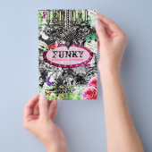 GC | 遊び心のあるヴィンテージの魅力 - ブラック＆ホワイトのダマスク チラシ (ハンドル)