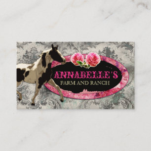 GC "AnnaBelles"の馬牧場黒 のヴィンテージの灰色 名刺