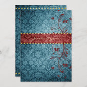 GC| Bejeweledターコイズ&レッド 招待状 (正面/裏面)