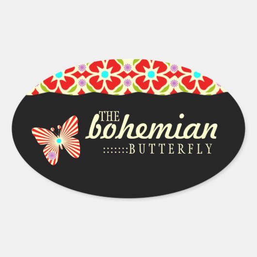 GC | Bohemian Butterflyスタンプ 楕円形シール (正面)