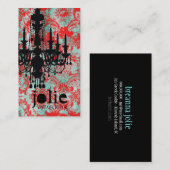 GC | Jolieのシャンデリアのターコイズの赤のダマスク織 名刺 (正面/裏面)