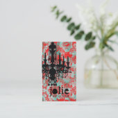 GC | Jolieのシャンデリアのターコイズの赤のダマスク織 名刺 (スタンド正面)