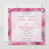 GC | Jolieのシャンデリアのピンクの灰色のダマスク織シャンペンM 招待状 (裏面)