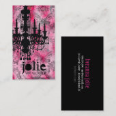 GC | Jolieのシャンデリアのピンクの灰色のダマスク織 名刺 (正面/裏面)