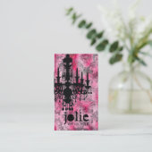 GC | Jolieのシャンデリアのピンクの灰色のダマスク織 名刺 (スタンド正面)