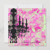 GC | Jolieのシャンデリアのライムのピンクのダマスク織 招待状 (正面)