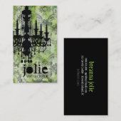 GC | Jolieのシャンデリアのライムの灰色のダマスク織 名刺 (正面/裏面)