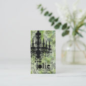 GC | Jolieのシャンデリアのライムの灰色のダマスク織 名刺 (スタンド正面)