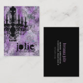 GC | Jolieのシャンデリアの紫色の灰色のダマスク織 名刺 (正面/裏面)