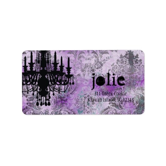 GC | Jolie Chandelier Purple Gray Damask ラベル (正面)