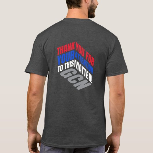 'GCN' Parodyご注意グラフィックありがとうございます Tシャツ (裏面)