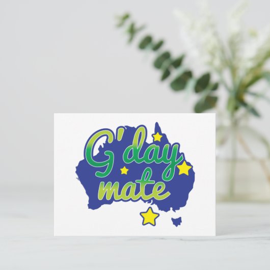 G'DAYの仲間のオーストラリアの挨拶こんにちは ポストカード (スタンド正面)