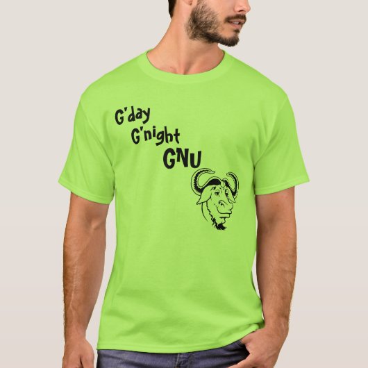G'day、G'night、GNU Tシャツ (正面)