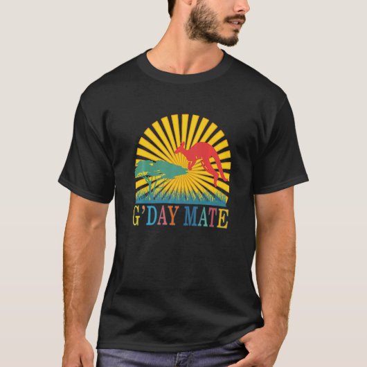 G'day Mateオーストラリア動物カンガルーAussie Sym Tシャツ (正面)