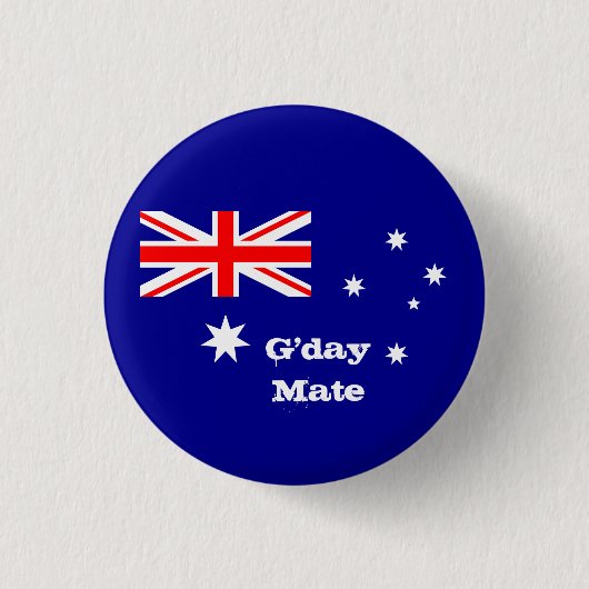 G'day Mate & Australian Flagファッション/オーストラリア 缶バッジ (正面)