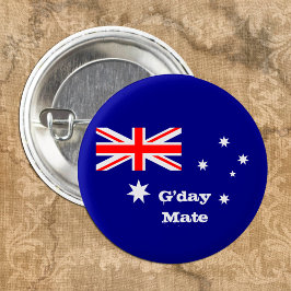 G'day Mate & Australian Flagファッション/オーストラリア 缶バッジ