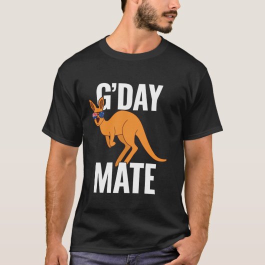 G'Day Mate Funny Kangaroo Australian Flag Straya A Tシャツ (正面)