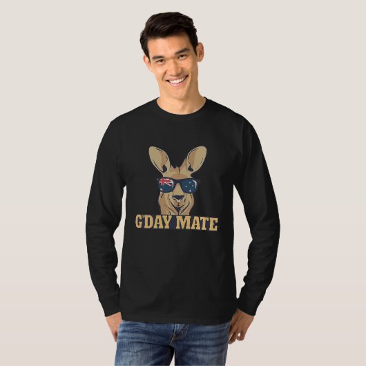 G'Day Mate Kangaroo Aussie Australia Roo G'Day Mat Tシャツ (正面フル)