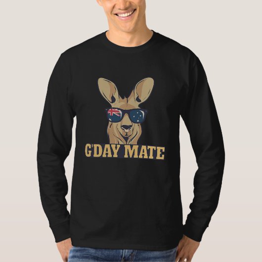 G'Day Mate Kangaroo Aussie Australia Roo G'Day Mat Tシャツ (正面)
