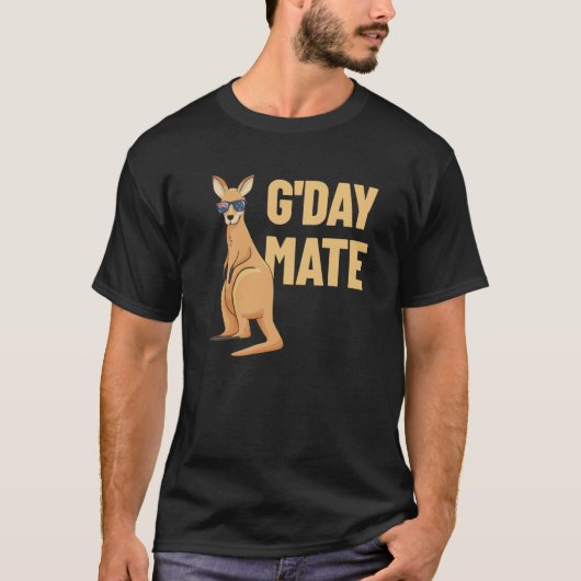 G'Day Mate Kangaroo Aussie Australia Roo G'Day Mat Tシャツ (正面)