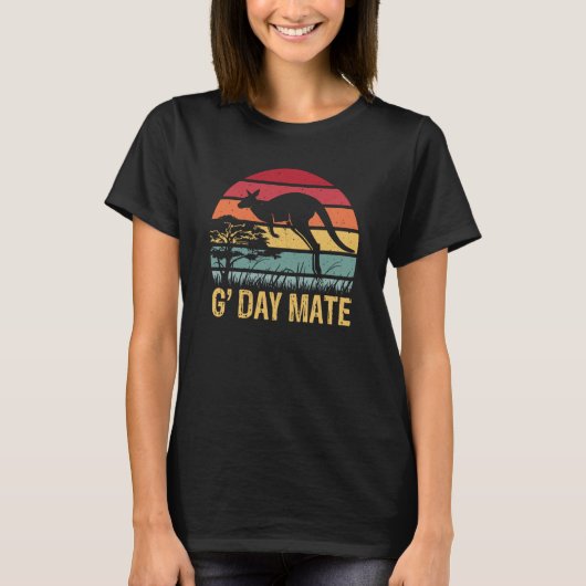 G'Day Mate Kangaroo Aussie Australia Roo G'Day Mat Tシャツ (正面)