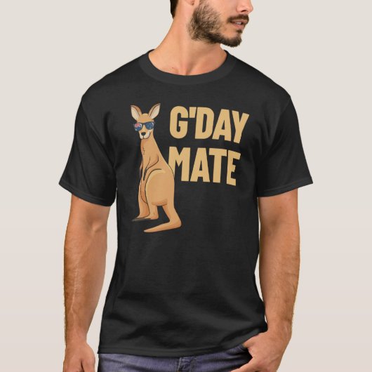 G'Day Mate Kangaroo Aussie Australia Roo G'Day Mat Tシャツ (正面)
