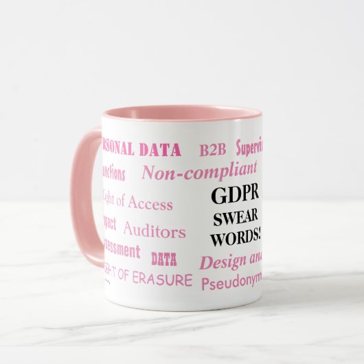 GDPRは不敬な言葉の女性おもしろいな承諾の冗談を マグカップ (正面左)